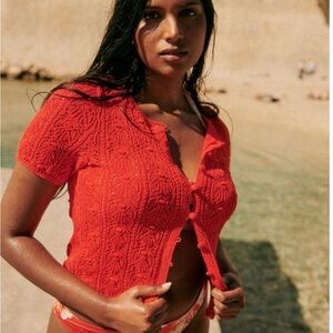 Sezane Milane Top Coral - Size M